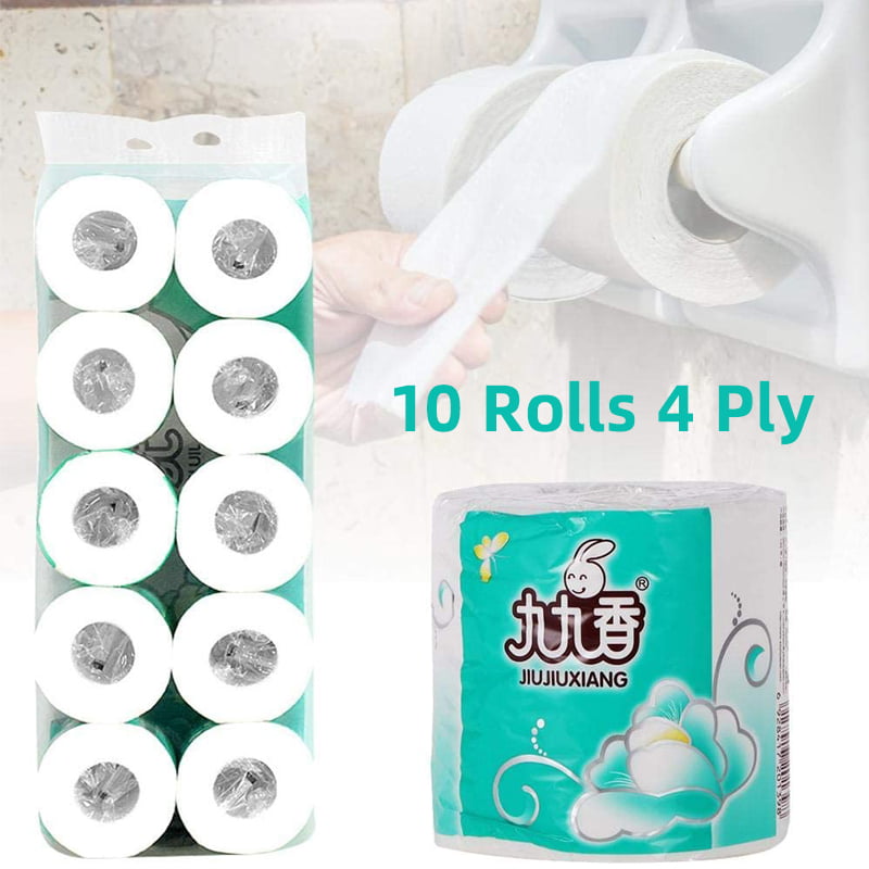 Soft Jumbo Rolls Commercial Swonuk Toilet Paper Strong and Highly Absorbent Toilet Tissue Rolls 10 Rolls 4-Ply Embossed Toilet Paper Rolls 