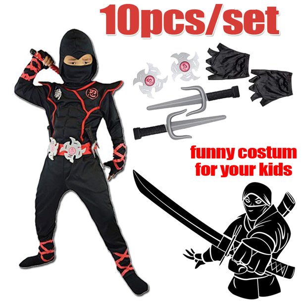 Ninja Child Costume Kids Dress Up Clothes for Play Costumes 10pcs for