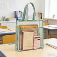 thumbnail image 5 of Thickened PVC Clear Tote Bag, for Tutoring and Double Layer Large Capacity Waterproof Bag, for Students Exams Homework and Daily Supplies Carry Bag Sturdy Handle, 13*12*3in, Green, 5 of 6