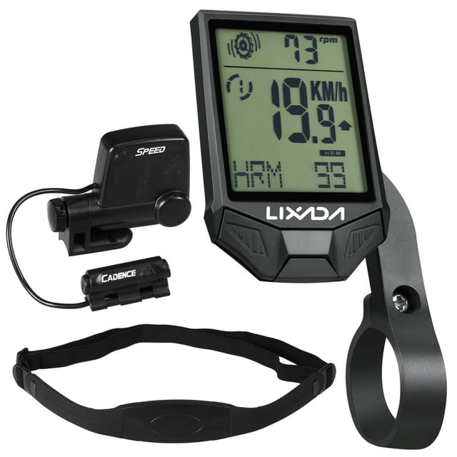 Ordinateur de Cyclisme Sans Fil avec Capteur de Fréquence Cardiaque, Ordinateur de Cyclisme Multifonction Imperméable avec Écran LCD Rétroéclairé