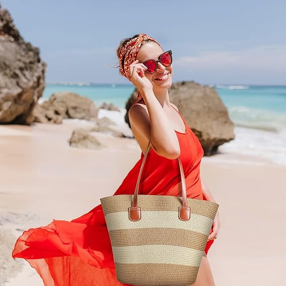 Nollia Straw Bags For Women | Travel Straw Totes Bag, Summer Woven Handmade, Shoulder Bag Handbag