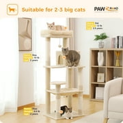 PAWZ Road Cat Tree 56 Sisal Scratching Posts Tower with Large Perch Hammock for All Indoor Cats,Upgrade Beige