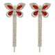 thumbnail image 1 of par de aretes de cadena de garra de lujo ligeros, aretes de borlas de mariposa con diamantes de imitación, temperamento Versa ---- Rojo - Código de producto 65756 Rojo, 1 of 5