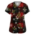thumbnail image 2 of Garbnen Christmas Womens Scrub Tops Print V Neck Short Sleeve Womens Casual Tops Holiday Print Nurse Uniform with Pockets S-5XL, 2 of 5