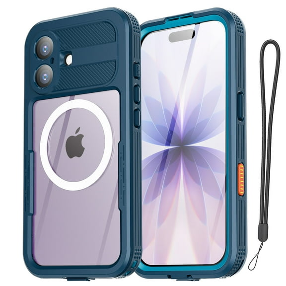 For iPhone 17 Case Waterproof Built-in Screen Protector, [Full Body Shockproof] [Dustproof] [IP68 Underwater] Phone Case for iPhone 17,Blue-Green
