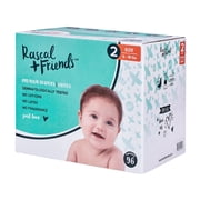 Rascals Premium Absorbent Baby Diapers Size 2, 96 Count, with 5 Sensitive Infant Wipes