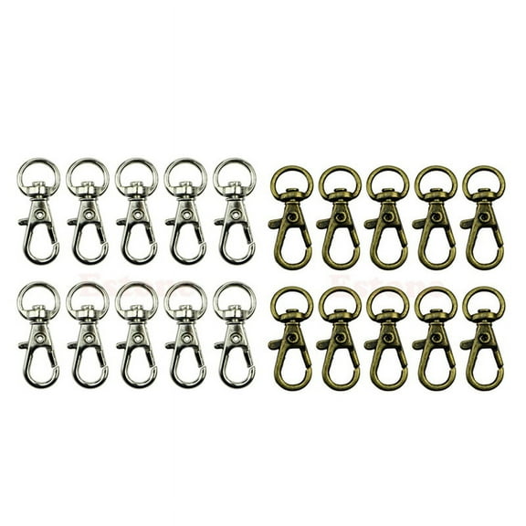 20pcs Metal Clasp Swivel Trigger Clips Snap Hooks Key Ring Bags DIY Craft Copper & Silver
