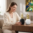 thumbnail image 6 of Modern Resin Pineapple Decorative Figurine, White & Gold Pineapple Sculpture, Elegant Tabletop Accent for Home Office & Living Room, 6 of 6
