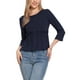 thumbnail image 1 of TOP Peplum CHIC INSPIRAR para Mujer Cuello Redondo de Manga 3/4 Blusas con Volantes S Azul Oscuro, 1 of 5