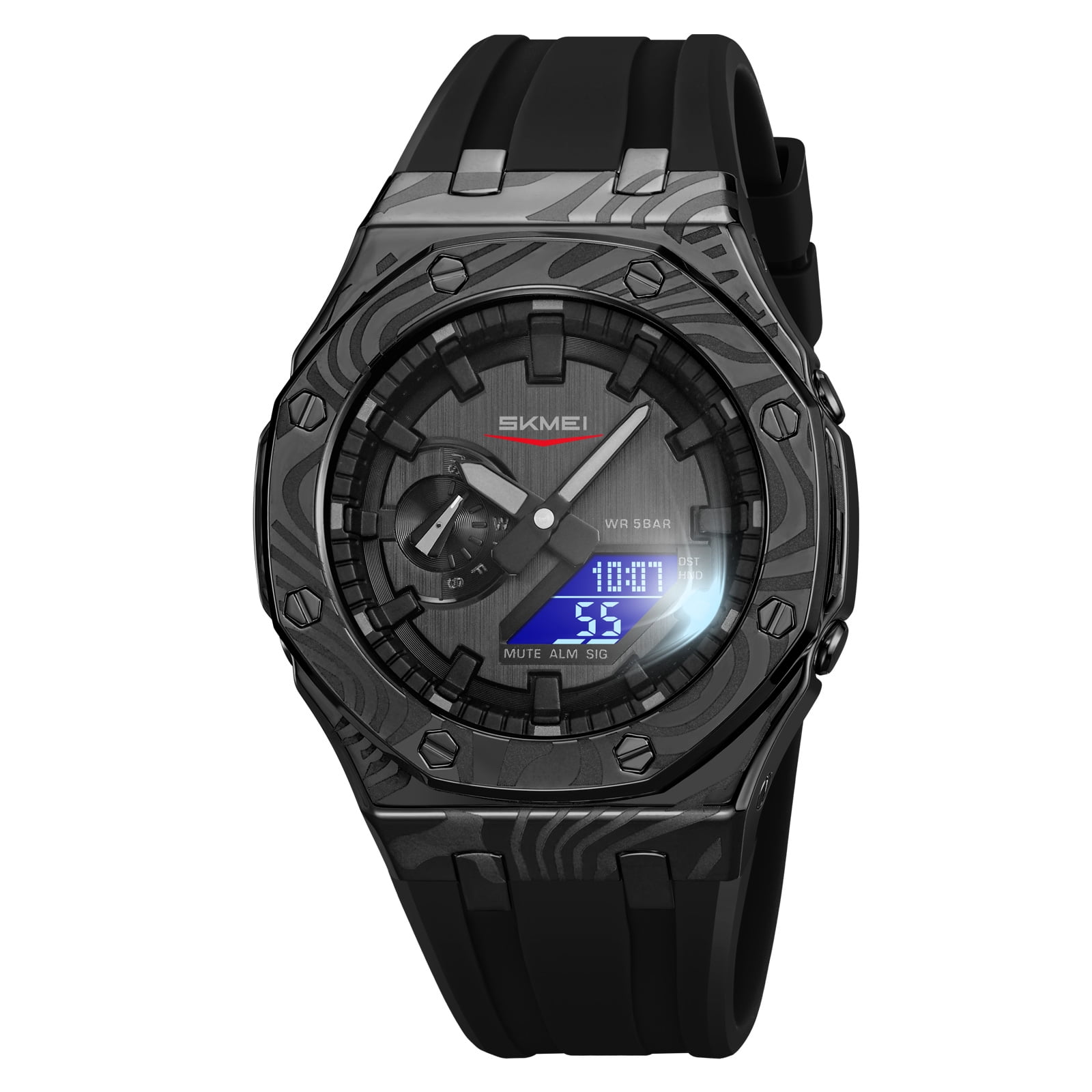 SKMEI Men's Military Digital Watches Outdoor Waterproof Sport Multifunctional Wristwatch with 5 Alarms/Countdown/Stopwatch