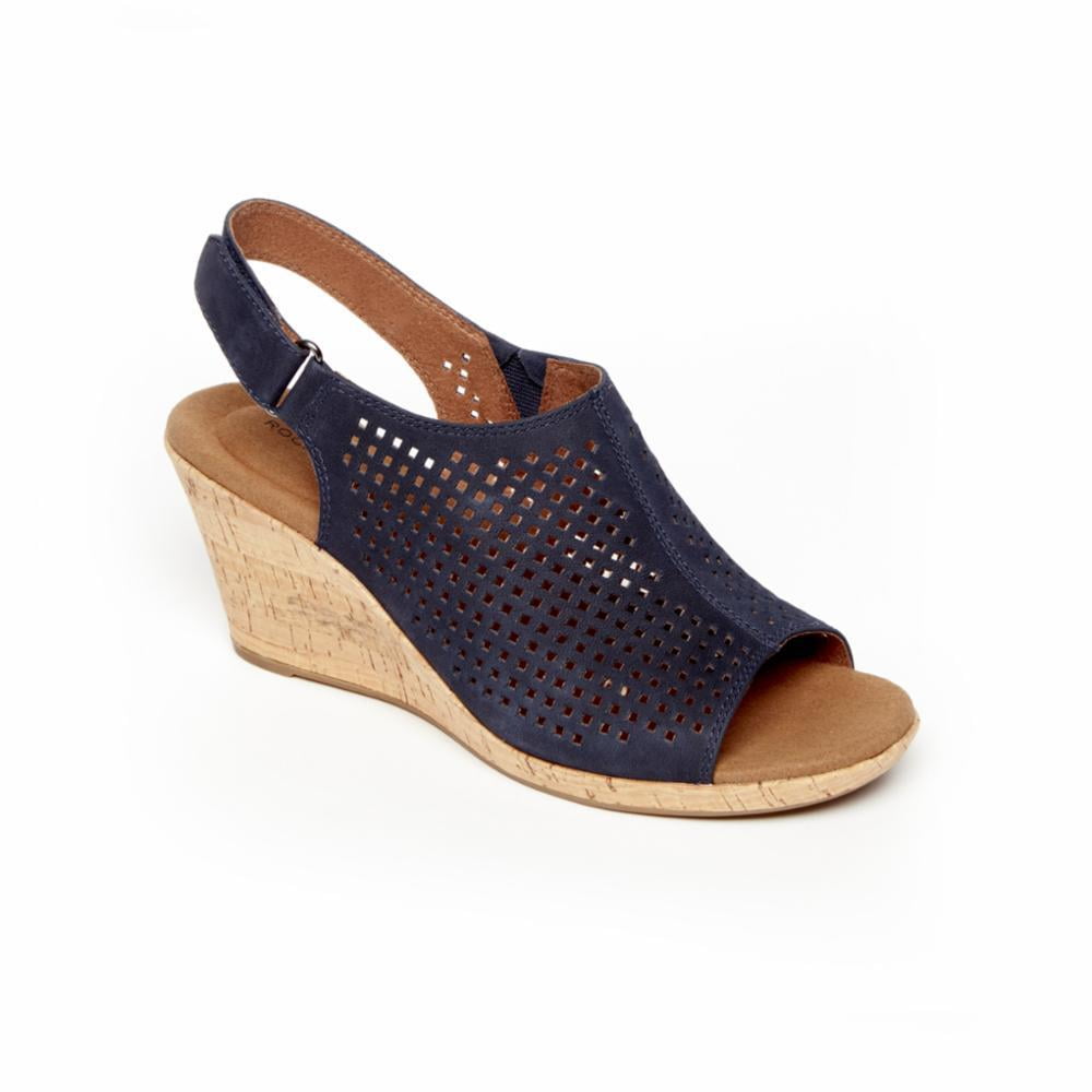 rockport women's briah perforated slingback wedges