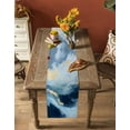 thumbnail image 5 of Ocean Blue Table Runner-Cotton Linen- 108 Inch Holiday Dresser Scarves, Abstract Seawave Modern Golden Painting Art Tablerunner for Kitchen Coffee/Dining Bedroom Living Room Dinner Scarf Décor 13x108, 5 of 9