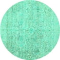 thumbnail image 1 of Ahgly Company Machine Washable Indoor Round Abstract Turquoise Blue Contemporary Area Rugs, 7' Round, 1 of 4