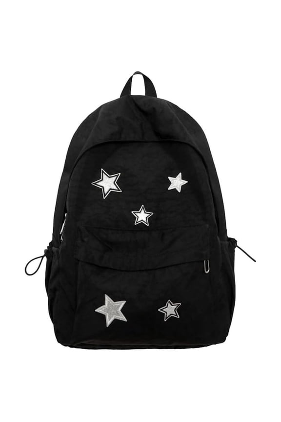 Cute Y2K Aesthetic Backpack Stars Pattern Preppy Backpack Laptop Backpack Back to College Supplies,Black