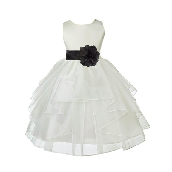 Ekidsbridal Satin Shimmering Organza Ivory Flower Girl Dress Bridesmaid Wedding Pageant Communion Ceremony Birthday Baptism 4613S 12
