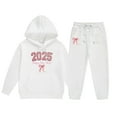 thumbnail image 3 of SNKSDGM Girls Birthday Girl Outfit 1 Year Old Princess Girls Summer Outfits Size 8-10 Under 20 Children's Middle and Older Children's Long Sleeved 2025 New Year's Print Hooded Top Sweater Pants Set, 3 of 3