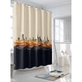 thumbnail image 3 of Shower Curtains Abstract Black Orange Waves City Bath Curtain Modern Art Waterproof Bathroom Shower Curtain Set with Hooks Decoration 72 x 72 Inches, 3 of 7