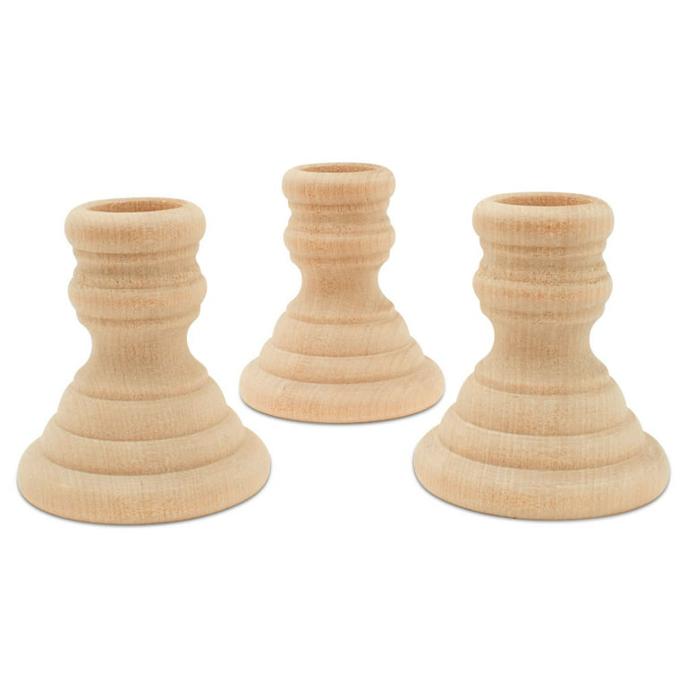 Wooden Candle Cups Classic-Style, 2-1/2 inch with 7/8 inch Taper Candle  Hole, Pack of 25 Ufinished Candlesticks, by Woodpeckers 