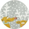 thumbnail image 2 of Unique Loom Whimsy Kids Collection Area Rug - Reindeers (6' 1" Round Gray/Light Blue), 2 of 9