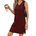 thumbnail image 6 of cocolona Womens Summer Dress V Neck Sleeveless Tank Dress Fashion Casual Side Slit Sundress Solid Color Mini Dress, 6 of 6