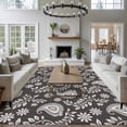 thumbnail image 3 of Grey Paisley Area Rugs 5'x8', Washable Small Throw Rugs for Classroom Bedroom, Ethnic Vintage Floral Botanical Abstract Indoor Outdoor Rug Non-Slip Low Pile Carpet Runner Reversible Floor Mats, 3 of 8