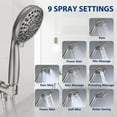 thumbnail image 2 of High  10-Setting Handheld Shower , 5" Detachable Shower , 79" Extra Long Stainless  Hose, Adjustable Bracket - Brushed Nickel, 2 of 14