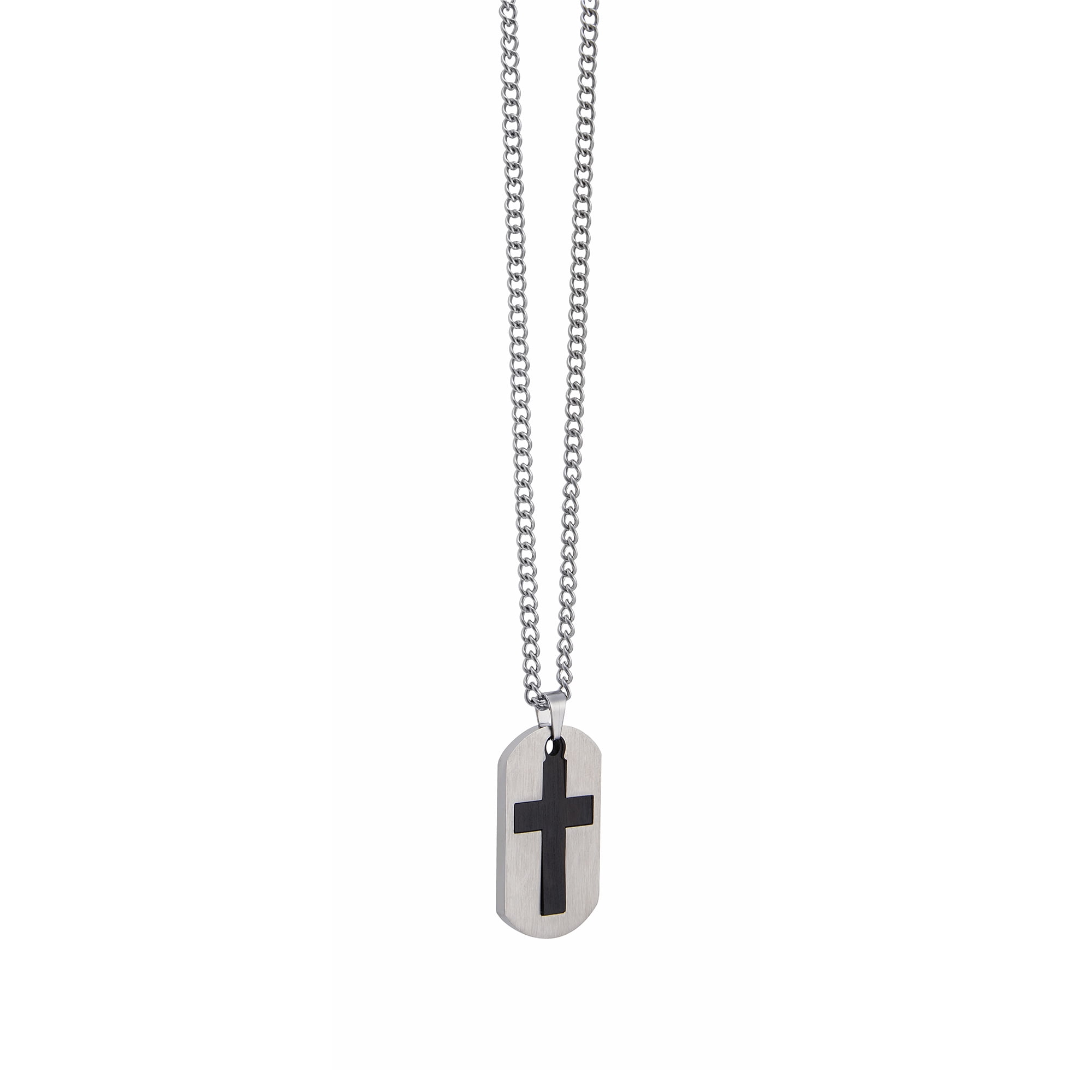American Exchange Men's Silver Tone Metal Cross Religion Medallion Necklace