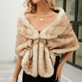 thumbnail image 2 of UTSJKR Faux Fur Shawl Wrap Stole Shrug Winter Bridal Wedding Scarf Wrap Evening Party Cover Up for Women Warm Shrug Cape Khaki, 2 of 6