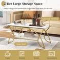 thumbnail image 7 of YYAo Coffee Table Butcher Block Top Large Accent Table,2-Tier Coffee Table Gold Rectangle for Living Room-Golden, 7 of 7