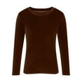 thumbnail image 5 of Womens Plus Size Velvet Tops Crewneck Long Sleeve Casual Pullover for Women Soft Warm Shirts Comfy Velour Blouses Tops, 5 of 6