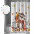 thumbnail image 3 of Extra Long Shower Curtain 72x96 Inch, Fall Hedgehog Shower Curtain Waterproof Bathroom Decor Maple Leaf Pumpkins Thanksgiving Fabric Bath Curtain Set Accessories with Hooks, 3 of 6