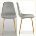 thumbnail image 4 of Dining Chairs Set of 4, Mid Century Modern Side Chairs, Retro Velvet Upholstered Dining Chair with Wood Leg Chairs, Accent Chairs Side Chairs for Living Room Kitchen Home Bedroom Vanity, Gray, 4 of 7