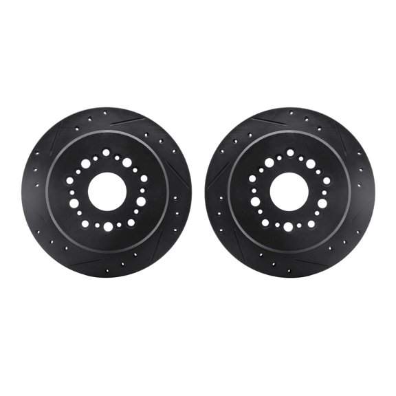 Dynamic Friction Company Rear Brake Rotors-Drilled and Slotted-Black 8002-75036