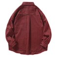 thumbnail image 2 of Camisas Negras Para Hombre Camisa de manga larga holgada informal Vintage para hombre, camisa a cuadros con cuello puntiagudo, primavera y otoño (Red, XXL), 2 of 3