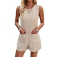 thumbnail image 3 of Nlife Women Crew Neck Sleeveless Front Pockets Rompers, 3 of 7