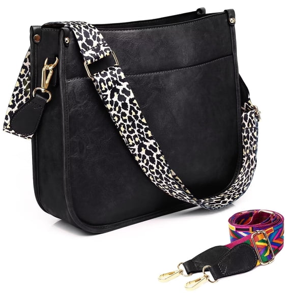 Bolsos cruzados de piel vegano AUYOCO A-black con correa de guitarra 12.2 x 3.94 x 10.63