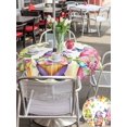 thumbnail image 5 of Outdoor Tablecloths with Umbrella Hole & Zipper, Spring Floral Round Tablecloth 54 Inch, Watercolor Gnomes Flowers Butterflies Yellow Waterproof Table Cloth, Patio/Pool/Picnic Table Covers, 5 of 8