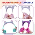 thumbnail image 5 of FosPower Bluetooth Kids Headphones with 3.5mm Audio cable included, LED Light Up Ears, Wireless or Cable Connected Kids Headset (Max 85dB) with USB-C Charging Cable - Hot Pink/Purple, 5 of 7