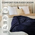 thumbnail image 5 of Sunbeam Royal Posh Velvet Heated Throw Electric Blanket, 50" x 60", 4 Heat Settings, 4-Hour Auto Shut-Off, Warming Throw for Couch, Fast Heating, Machine Washable, Warm and Cozy, Ribbed Admiral Blue, 5 of 19
