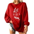 thumbnail image 2 of kayannuo Fall Clothes For Women Women Christmas Print Loose O-Neck Long-Sleeved Fleece Oversized Sweatshirt Pullover Red, 2 of 7