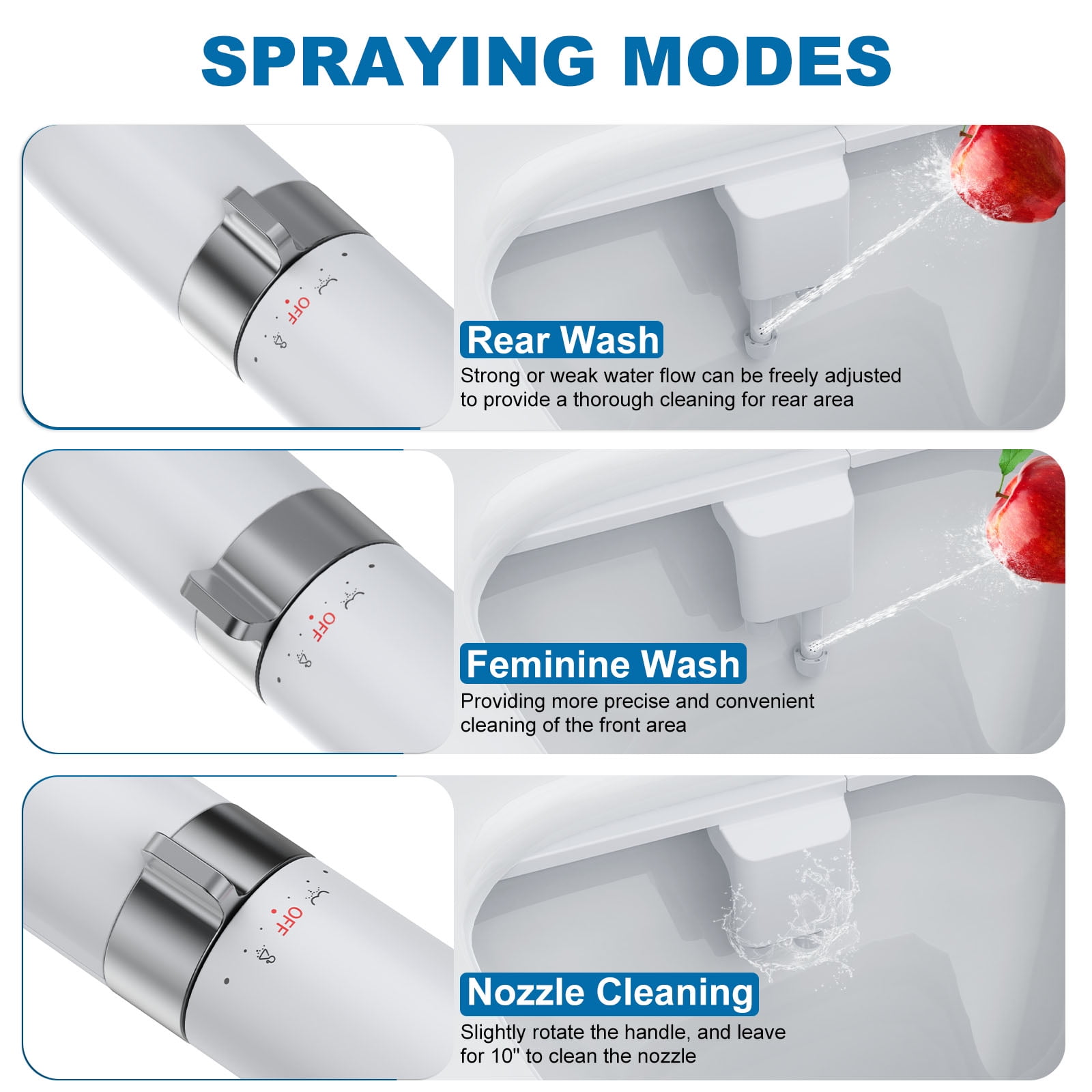 Garvee Non-Electric Bidet Attachment with Self-Cleaning Dual Nozzles & Brass Inlet Adjustable Pressure Easy Install Toilet Bidet for Rear & Feminine Wash