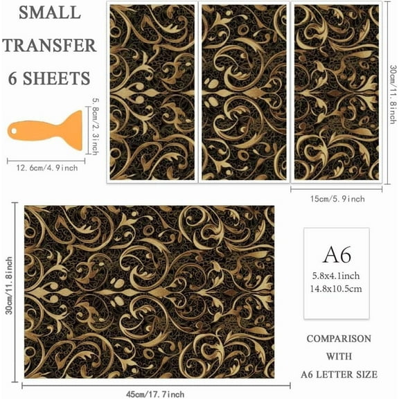 3pcs/Set Lace Vines Rub on Transfers for Furniture and Crafts 12x6 Inch Vintage Theme Furniture Transfer Sticker Decals