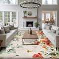 thumbnail image 3 of 5'x8' Area Rugs, Red Poppy Indoor Outdoor Area Rug for Living Room Bedroom, Farmhouse Country Vintage Flower Leaf Plant Washable Bathroom Rugs Kitchen Floor Carpet Mats Home Decor Aesthetic, 3 of 8