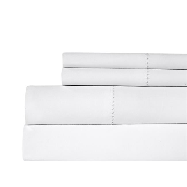 Hemstitch 500 Thread Count 100 Percent Cotton Sheet Set Queen White