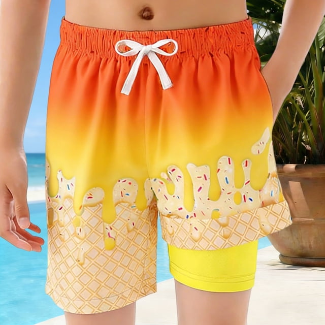 Kids Kids Swim Trunks With Ice Print Stretchy Relaxed Quick Dry Kids Bathing Suits 5-6 Years