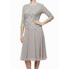 Alex Evenings Womens Dress Taupe Popover Lace Sheath Beige 12