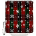 thumbnail image 2 of Polyester Fabric Buffalo Plaid Christmas Shower Curtain, Xmas Snowflake Red Green Waterproof Bathtub Curtain Bathroom Decor Set with Hooks 36 x 72 Inches,, 2 of 6
