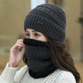 thumbnail image 6 of Winter Women Knitting Cap Men And Women Outdoor Warm Thickening Velvet Loose Winter Hat With Scarf  B r a n d  Winter Ski Mask Hat, 6 of 11
