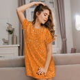thumbnail image 6 of Bixox Orange Glitter2 Pattern Women's Nightgown, Soft & Breathable Sleepwear, Round Neck Knee-Length Pajama Dress,Loungewear for Home & Sleep, 6 of 7