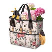 Garden Tool Bag,Pioneer Flower Floral Print Pattern Garden Tool Organizer,Garden Gifts,Waterproof Multi-Pocket Garden Tool Storage 11.8x5.5x11.4 Inch(Tools NOT Included)